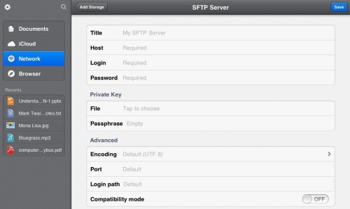 Documents FTP/SFTP configuration